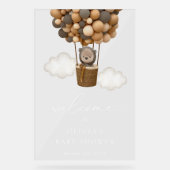 テディベア、ブラウンバルーン、ベビーシャワーへようこそ アクリルサイン (正面)