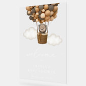 テディベア、ブラウンバルーン、ベビーシャワーへようこそ アクリルサイン (傾斜)