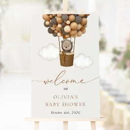 テディベア、ブラウンバルーン、ベビーシャワーへようこそ ポスター