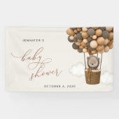 テディベア、ブラウンバルーン、ベビーシャワーへようこそ 横断幕 (横)