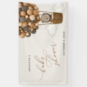 テディベア、ブラウンバルーン、ベビーシャワーへようこそ 横断幕 (縦)