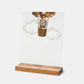 テディベア、ブラウンバルーン、ベビーシャワー桃佐バー アクリルサイン (傾斜)