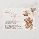 テディベア、ブラウン風船、ベビー用の本 エンクロージャーカード (正面)