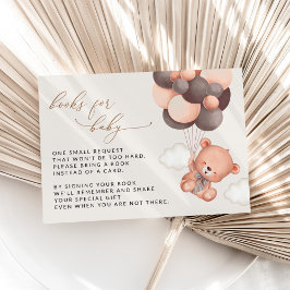 テディベア、ブラウン風船、ベビー用の本 エンクロージャーカード