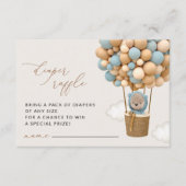 テディベア、ブルーバルーン、おむつラッフル エンクロージャーカード (正面)