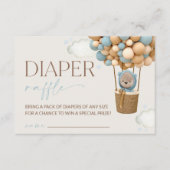 テディベア、ブルーバルーン、おむつラッフル エンクロージャーカード (正面)