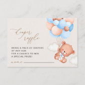 テディベア、ブルーバルーン、おむつラッフル エンクロージャーカード (正面)