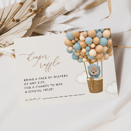 テディベア、ブルーバルーン、おむつラッフル エンクロージャーカード