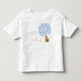 テディベア ブルーバルーン ゴールド体 トドラーTシャツ