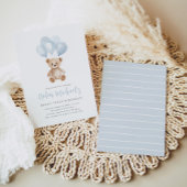 テディベア ブルーバルーン ビアリー ファースト バースデー 招待状