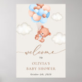 テディベア、ブルーバルーン、ベビーシャワーへようこそ ポスター (正面)