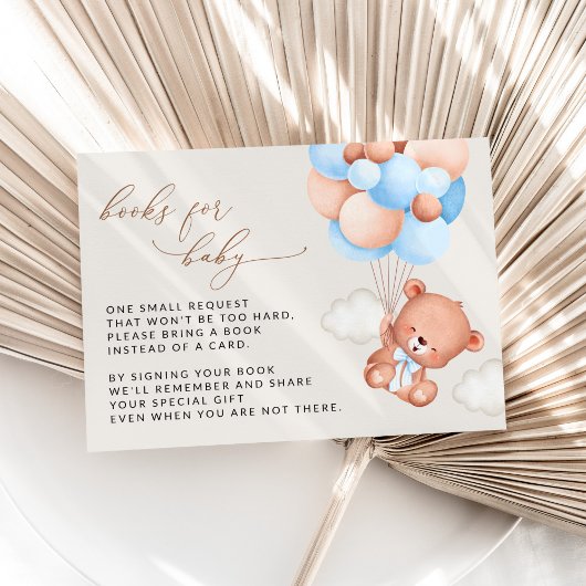 テディベア、ブルーバルーン、ベビー用の本 エンクロージャーカード