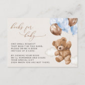 テディベア、ブルーバルーン、ベビー用の本 エンクロージャーカード (正面)