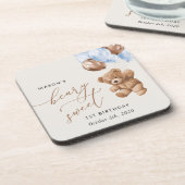 テディベア、ブルーバルーン、第1誕生日 コースター (左側)