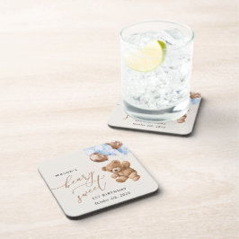 テディベア、ブルーバルーン、第1誕生日 コースター