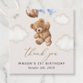 テディベア、ブルーバルーン、第1誕生日 フェイバータグ (正面)