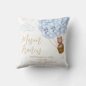 テディベア ブルーバルーン 赤ちゃん男の子の誕生情報 クッション (裏面)