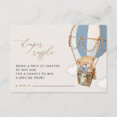 テディベア、ブルーホットエアバルーン、おむつラッフル エンクロージャーカード (正面)