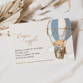 テディベア、ブルーホットエアバルーン、おむつラッフル エンクロージャーカード