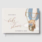 テディベア、ブルーホットエアバルーン、ベビーシャワー ゲストブック (正面)