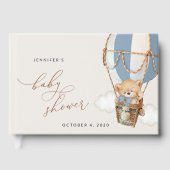 テディベア、ブルーホットエアバルーン、ベビーシャワー ゲストブック (正面)