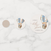 テディベア、ブルーホットエアバルーン、ベビーシャワー コンフェッティ (正面)