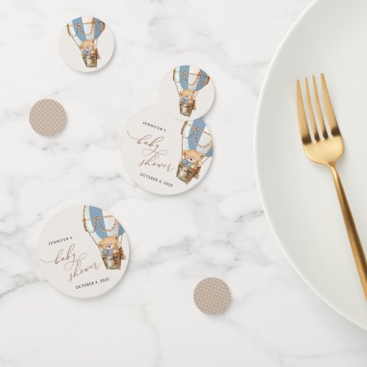 テディベア、ブルーホットエアバルーン、ベビーシャワー コンフェッティ (グループ)