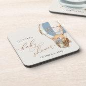 テディベア、ブルーホットエアバルーン、ベビーシャワー コースター (左側)