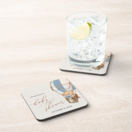 テディベア、ブルーホットエアバルーン、ベビーシャワー コースター