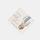 テディベア、ブルーホットエアバルーン、ベビーシャワー スタンダードカクテルナプキン (角)