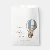 テディベア、ブルーホットエアバルーン、ベビーシャワー フェイバーバッグ (正面)