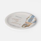 テディベア、ブルーホットエアバルーン、ベビーシャワー ペーパープレート (アングル)