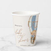 テディベア、ブルーホットエアバルーン、ベビーシャワー 紙コップ (裏面)