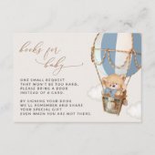 テディベア、ブルーホットエアバルーン、ベビー用ブック エンクロージャーカード (正面)