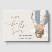 テディベア、ブルーホットエアバルーン、第1誕生日 ゲストブック (正面)