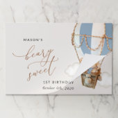 テディベア、ブルーホットエアバルーン、第1誕生日 ペーパーパッド (折り畳み)