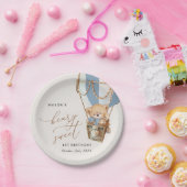 テディベア、ブルーホットエアバルーン、第1誕生日 ペーパープレート (パーティー)