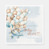 テディベア ブルー ベビーシャワー 私たち、待ちきれない！ スタンダードランチョンナプキン (正面)