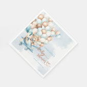 テディベア ブルー ベビーシャワー 私たち、待ちきれない！ スタンダードランチョンナプキン (角)