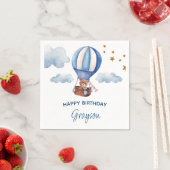 テディベア ブルー 1歳の誕生日 スタンダードカクテルナプキン (インサイチュ)