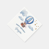 テディベア ブルー 1歳の誕生日 スタンダードカクテルナプキン (角)