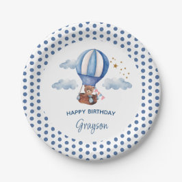 テディベア ブルー 1歳の誕生日 ペーパープレート