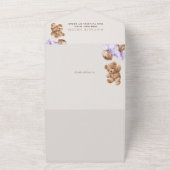 テディベア、ベイビーベア、パープルバルーン、ベイビーシャワー オールインワン招待状 (外側)