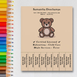 テディベア – ベビーシッター切り取りストリップフライヤー チラシ