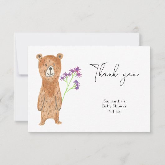 テディベア　ベビーシャワーありがとう サンキューカード (正面)