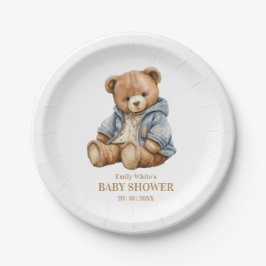 テディベア ベビーシャワー インビテーション Can Bearly Wait ペーパープレート