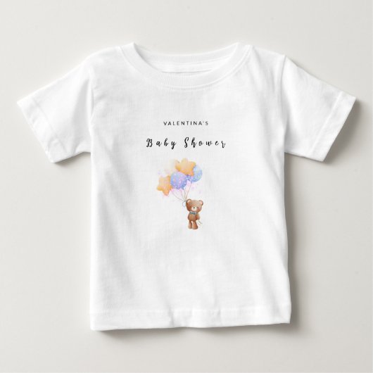 テディベア ベビーシャワー ベビーTシャツ (正面)