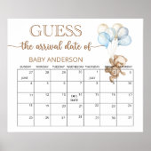 テディベア ベビーシャワー 出産予定日予想 カレンダーポーズ ポスター (正面)