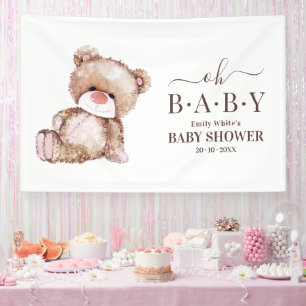 テディベア ベビーシャワー 女の子 ピンクのクマのベビーシャワー 横断幕