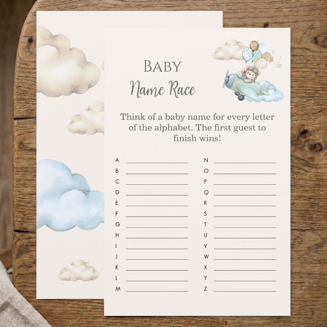 テディベア ベビーネームレース ベビーシャワーゲーム (Baby Name Race Bearly Wait Airplane Boy Game)